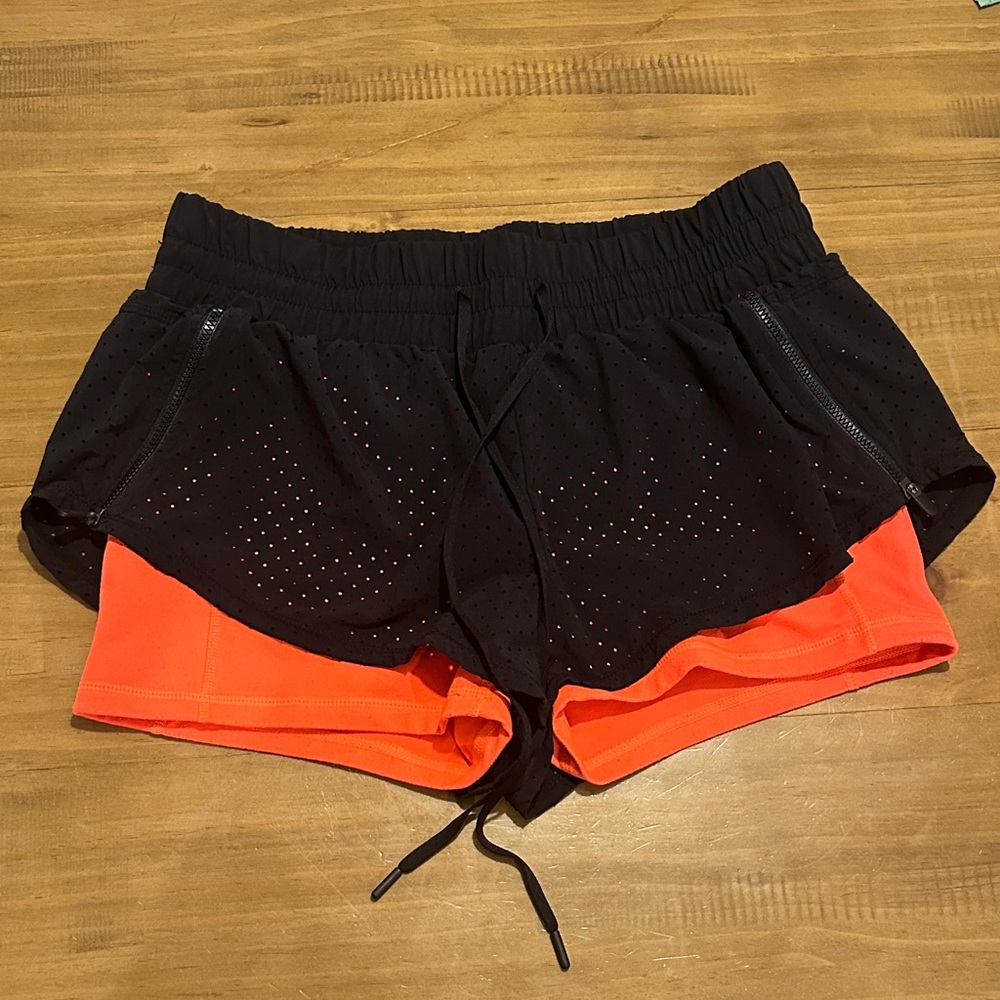 Zella Black and Orange Athletic Shorts- Workout, Athleisure Wear